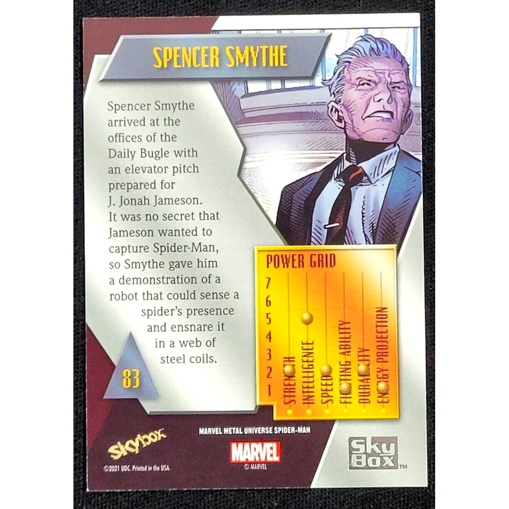 2022 UPPER DECK MARVEL METAL UNIVERSE SPIDER-MAN SPENCER SMYTHE NEON BLUE - Picture 2 of 2